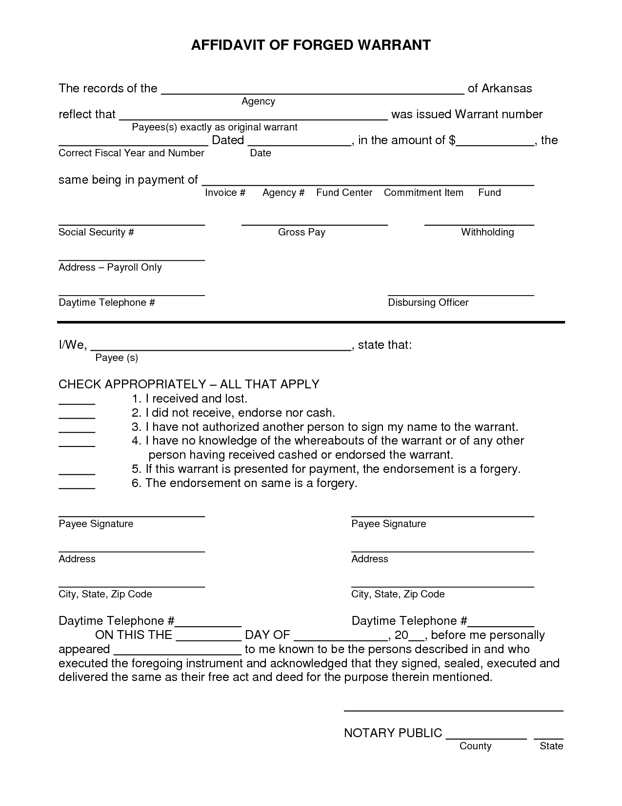 Affidavit Form Free Free Printable Documents