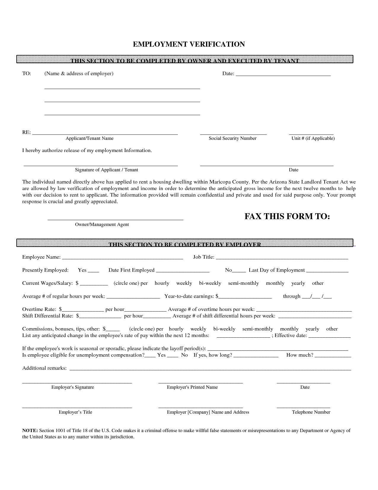 Income Verification Form Template Free Printable Documents