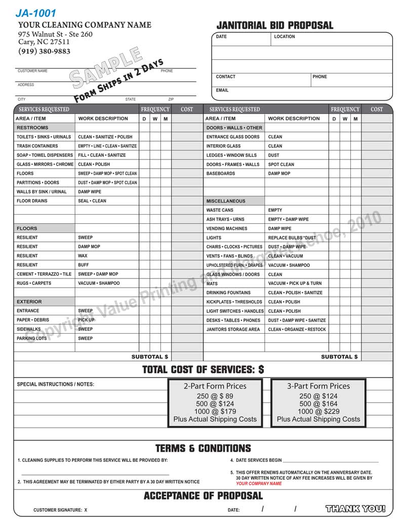 Janitorial Contract Template Free Printable Documents