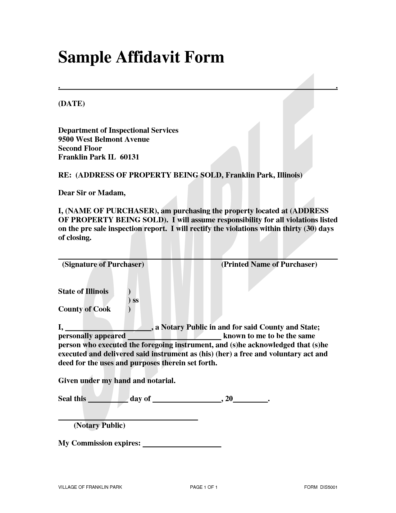 Affidavit Form Free Printable Documents