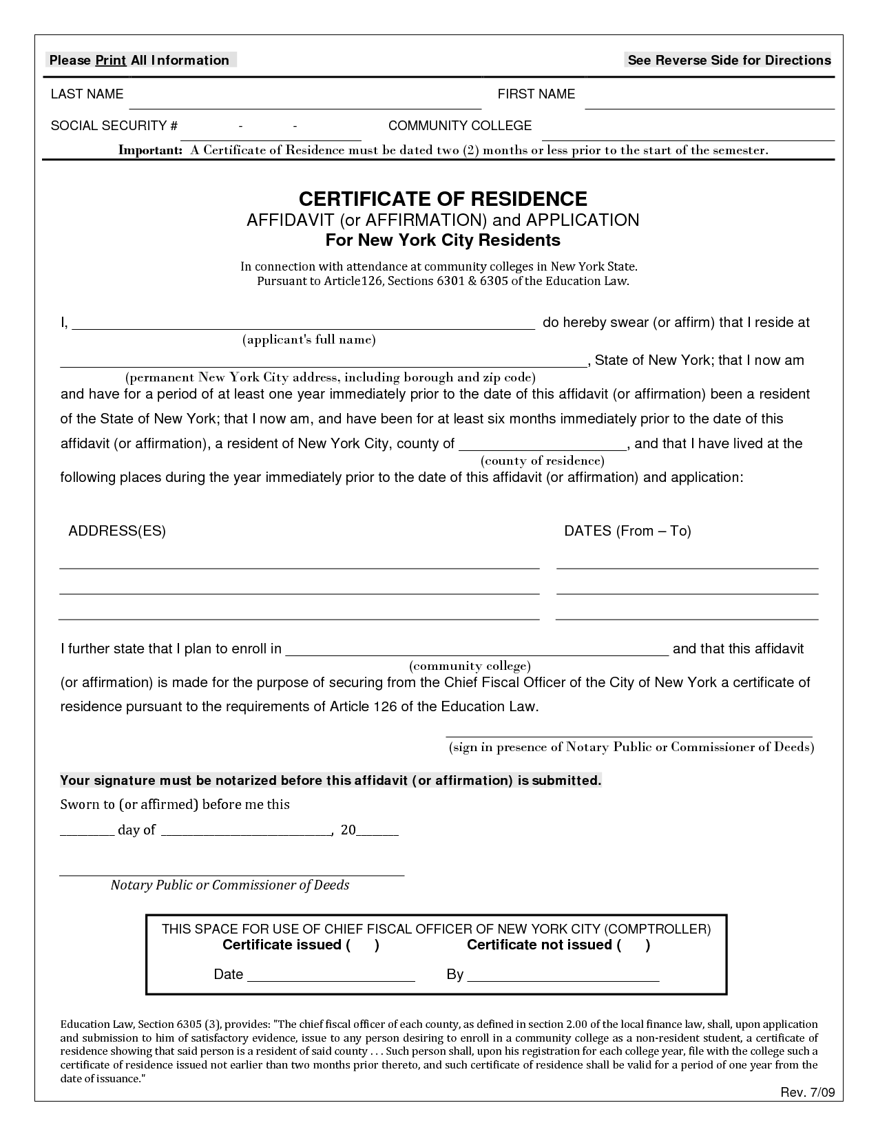 residence-affidavit-template