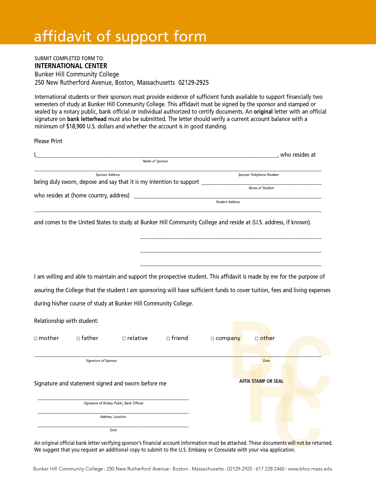 affidavit of support form ds 260