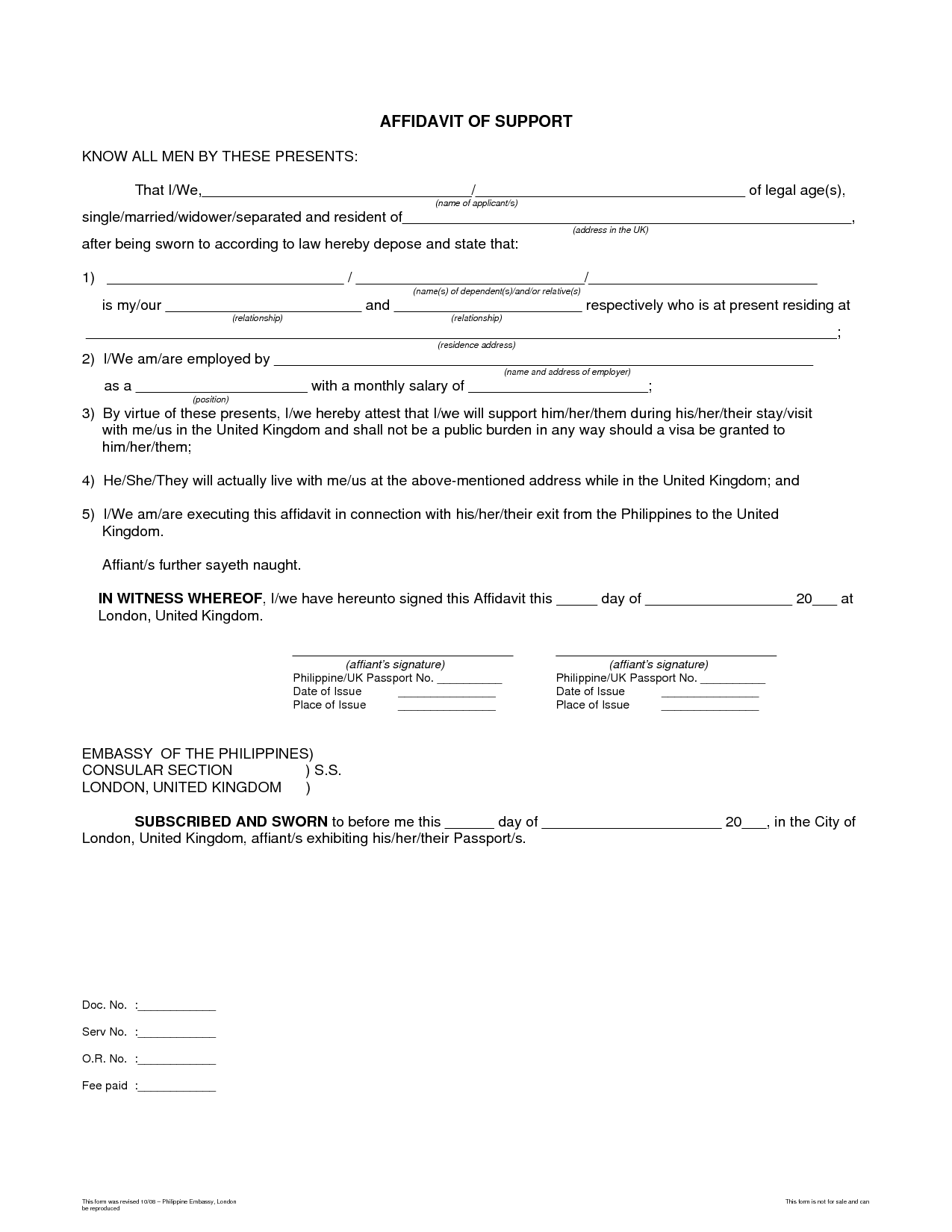 Affidavit Of Support Sample Free Printable Documents Hot Sex Picture 3362