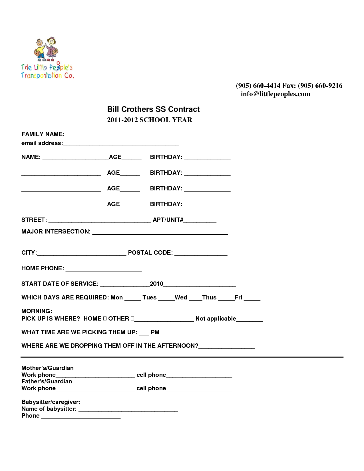 Babysitting Contract Free Printable Documents