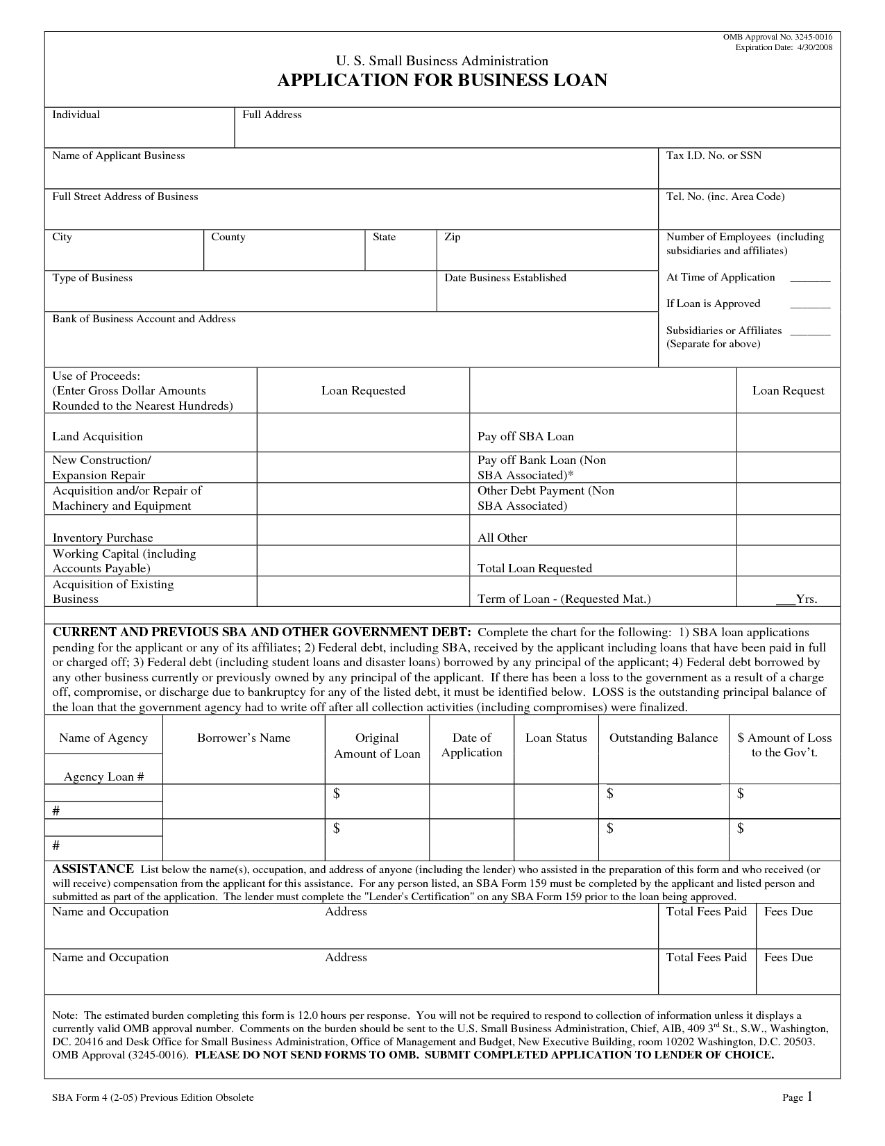 Business Loan Application Form - Free Printable Documents
