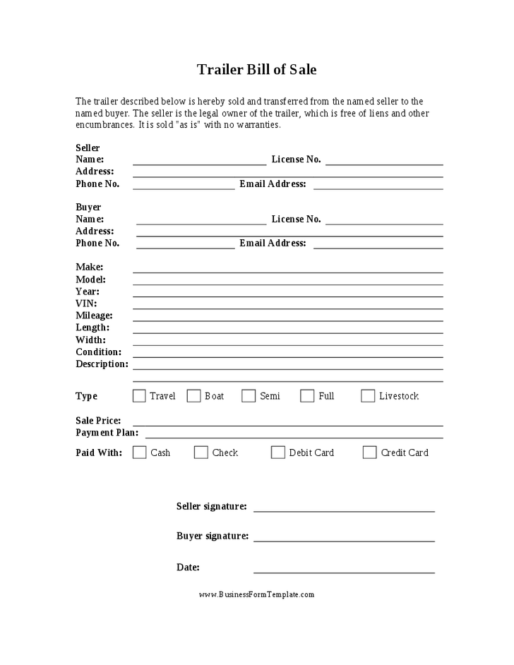 Camper Bill Of Sale Form Free Free Printable Documents