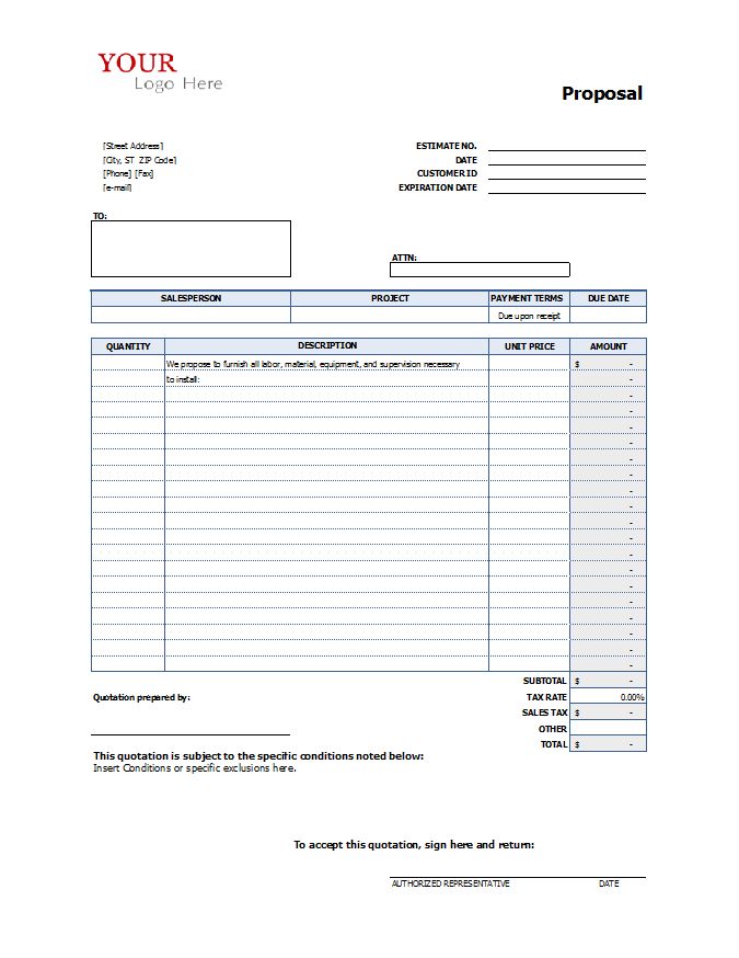Construction Proposal Template Free Printable Documents
