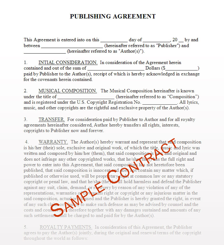 Contract Agreement Sample Free Printable Documents