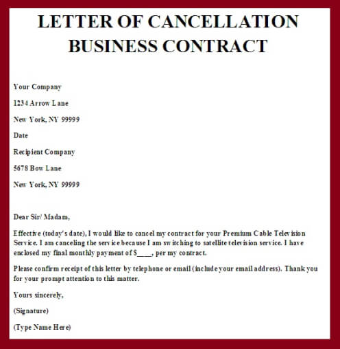 Contract Termination Letter - Free Printable Documents