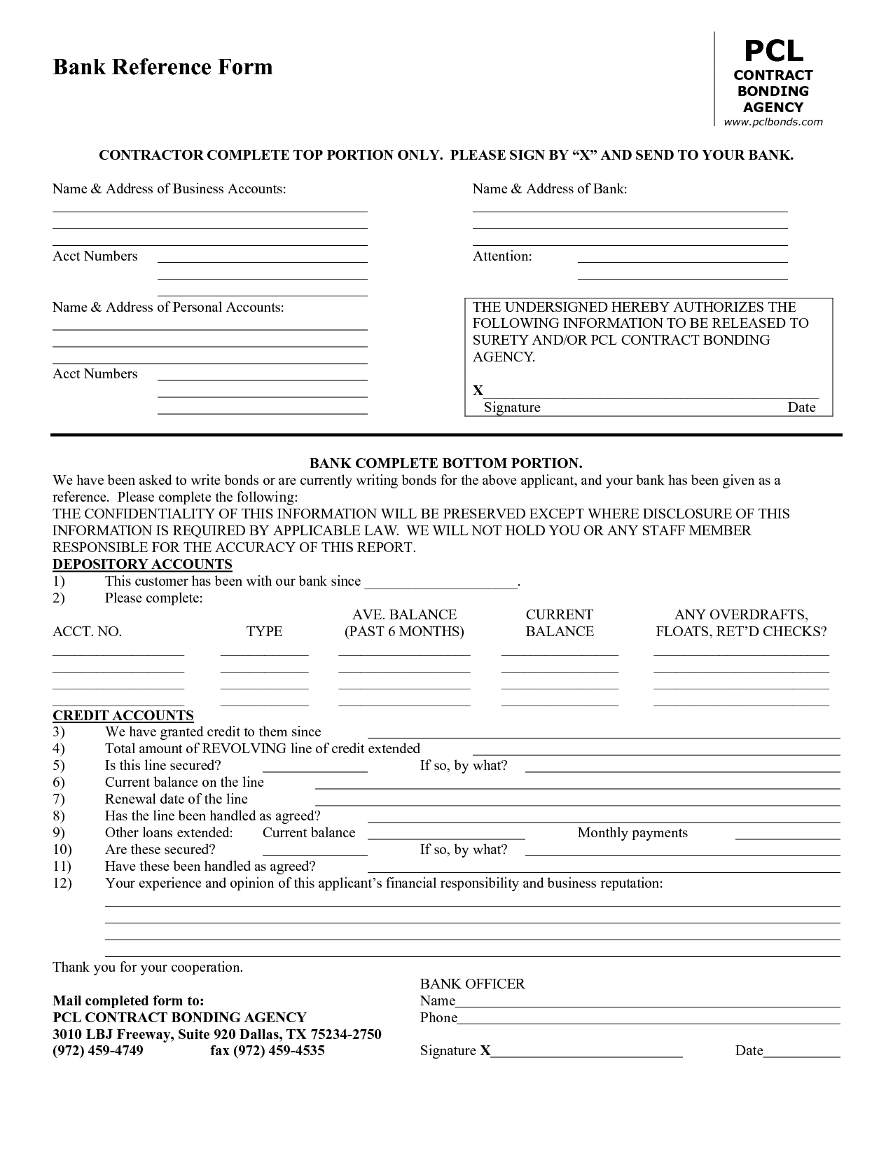 Credit Reference Form Free Printable Documents