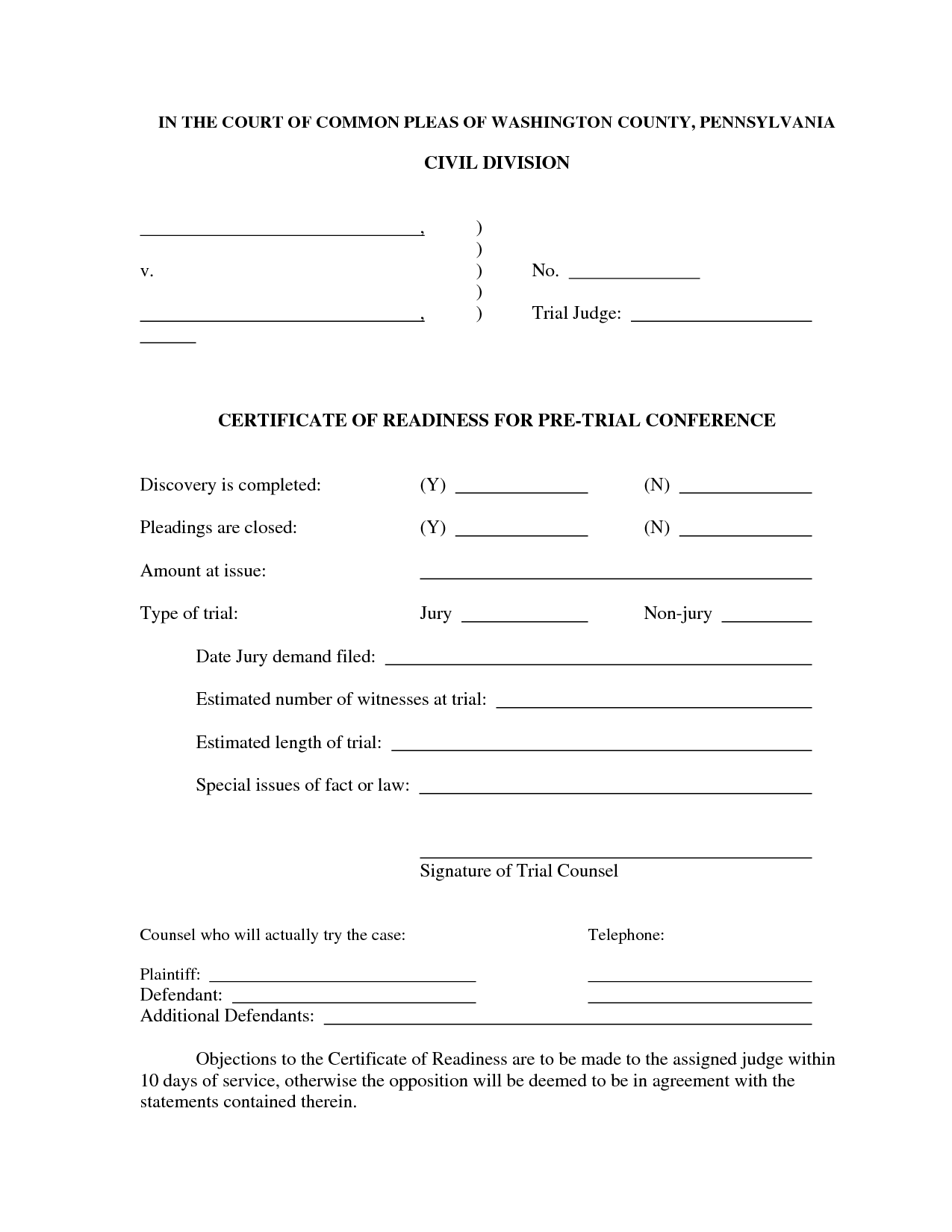 Divorce Papers Pa - Free Printable Documents
