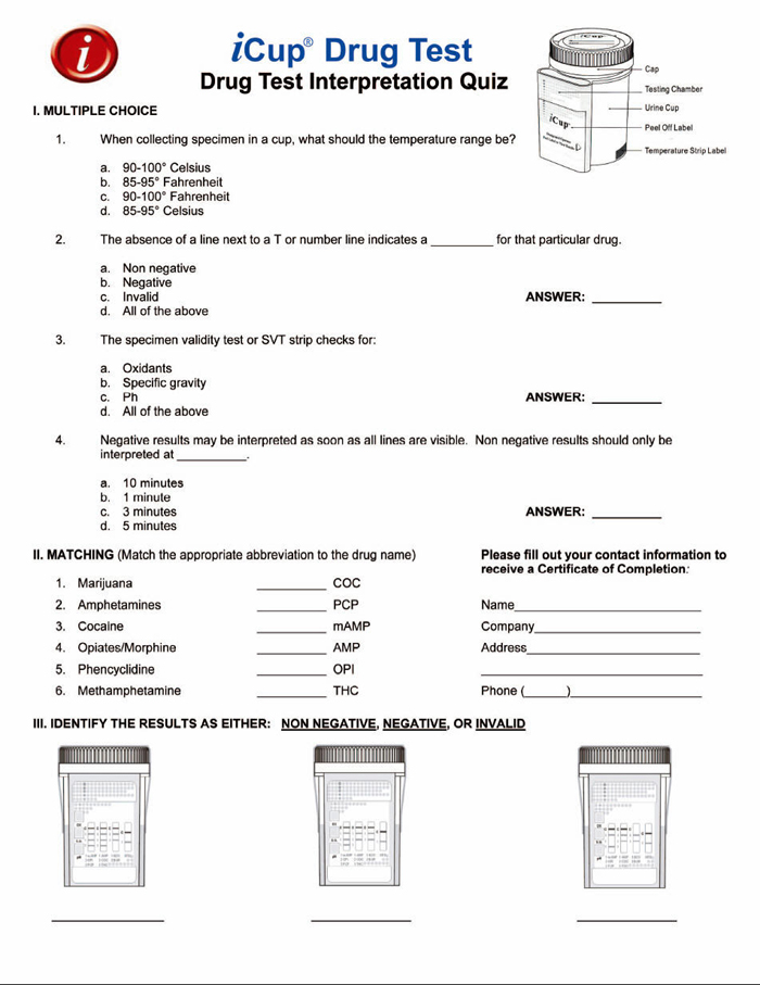 Free Printable Drug Testing Forms