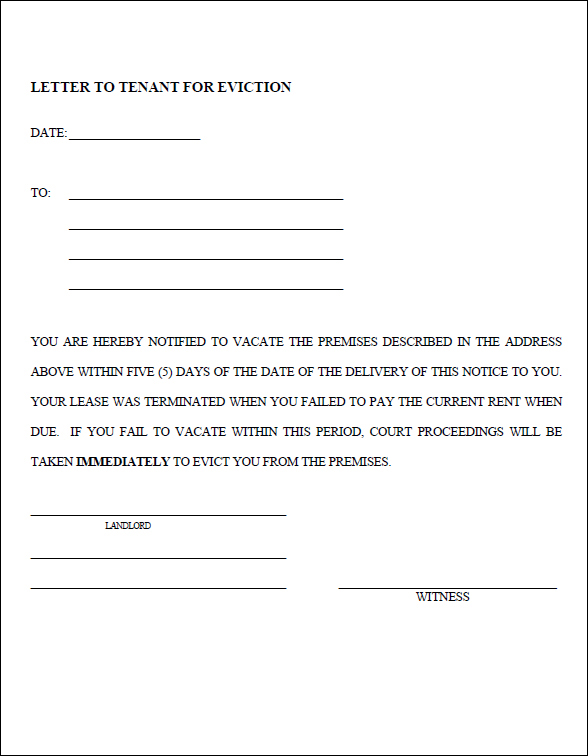 Eviction Notice Sample Free Printable Documents