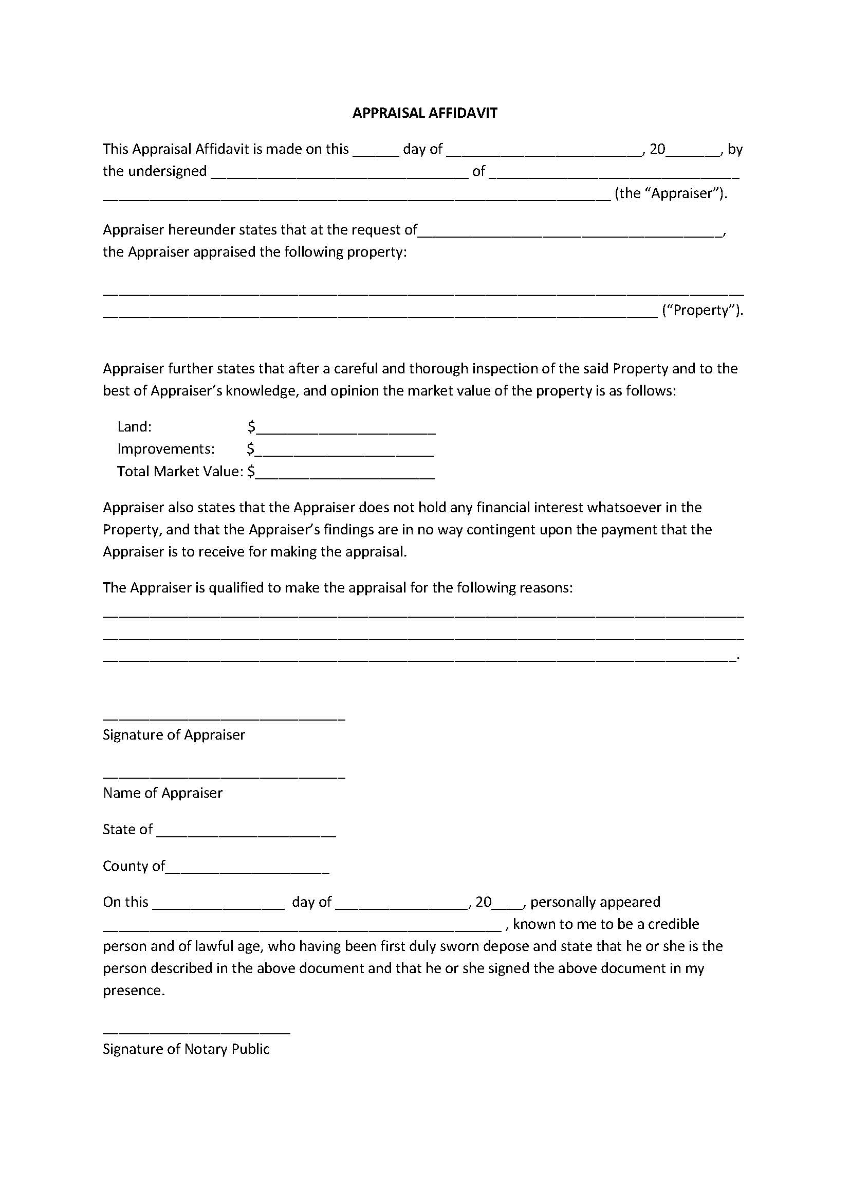 Printable Affidavit Form Printable Forms Free Online
