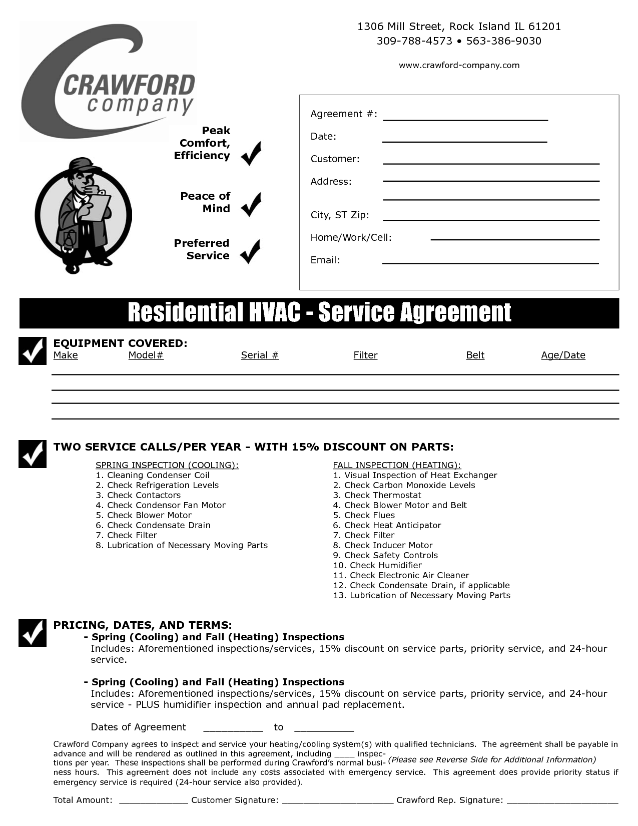 Printable Hvac Maintenance Contract Template