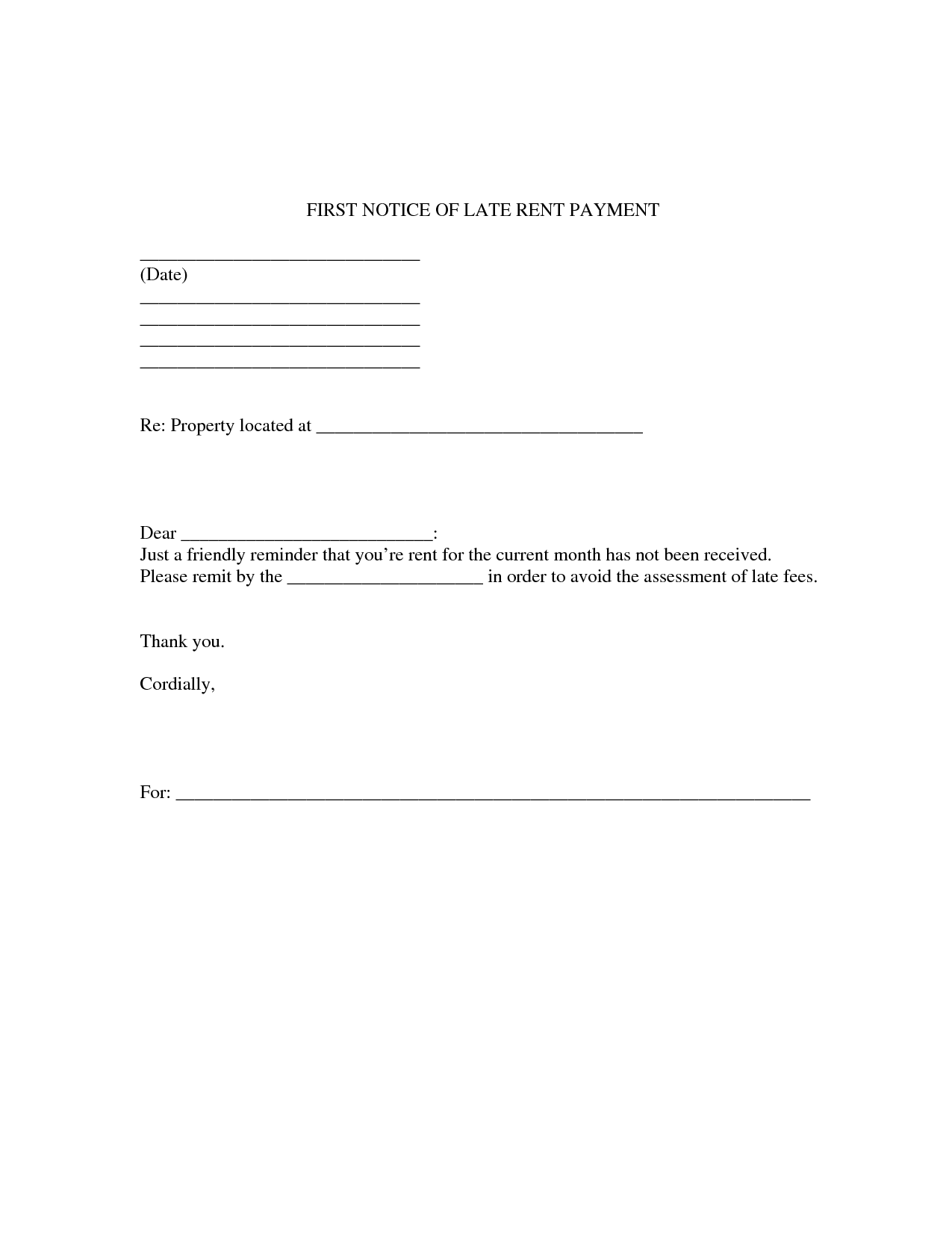 Late Rent Notice Free Printable Documents