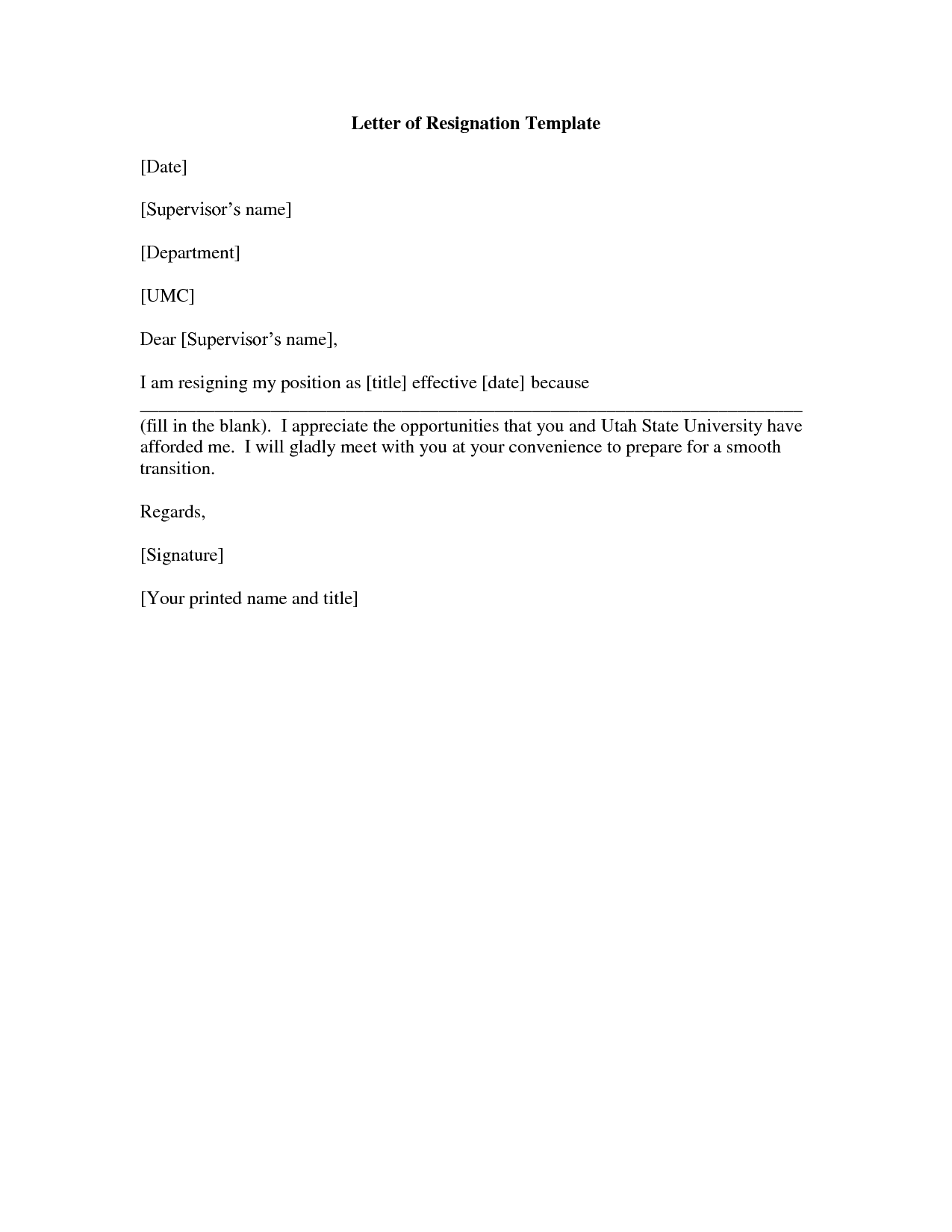 Letter Of Resignation Free Printable Documents