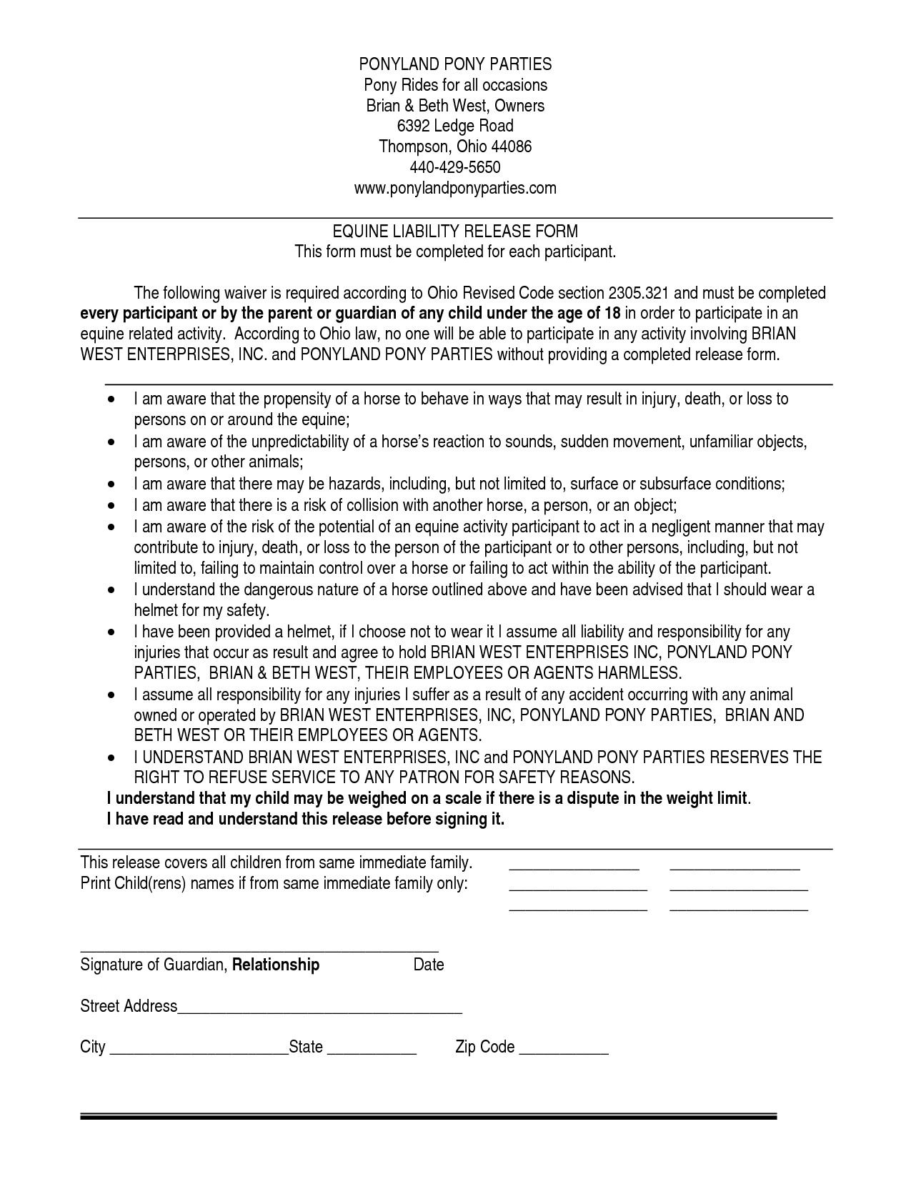 Release Of Liability Printable Form Printable Forms Free Online