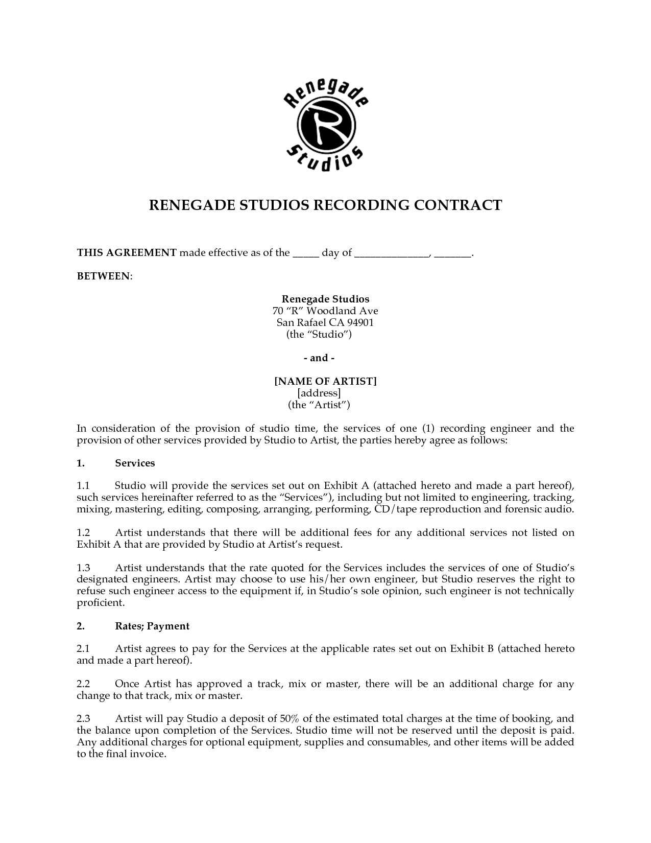 music-recording-contract-free-printable-documents
