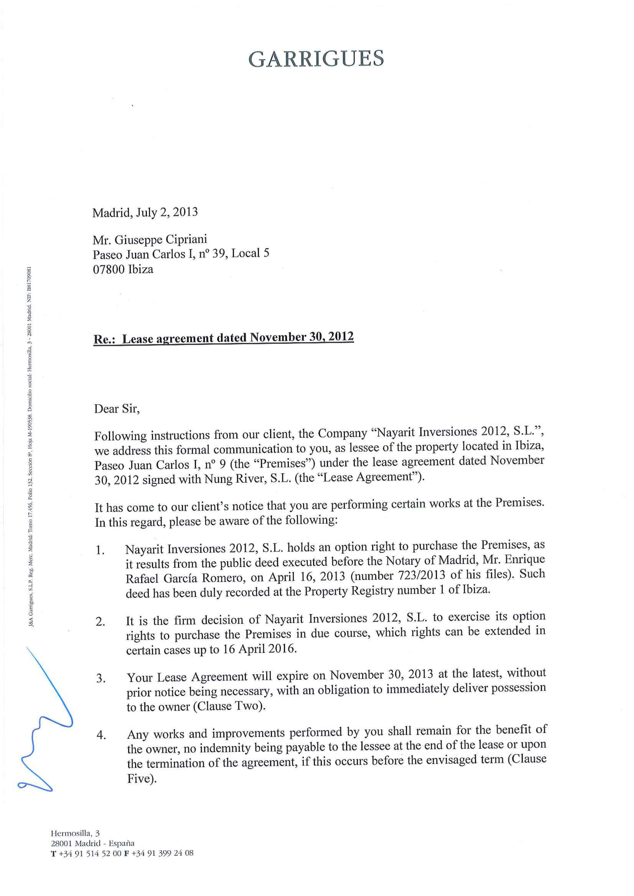 Nonrenewal Of Lease Letter Free Printable Documents