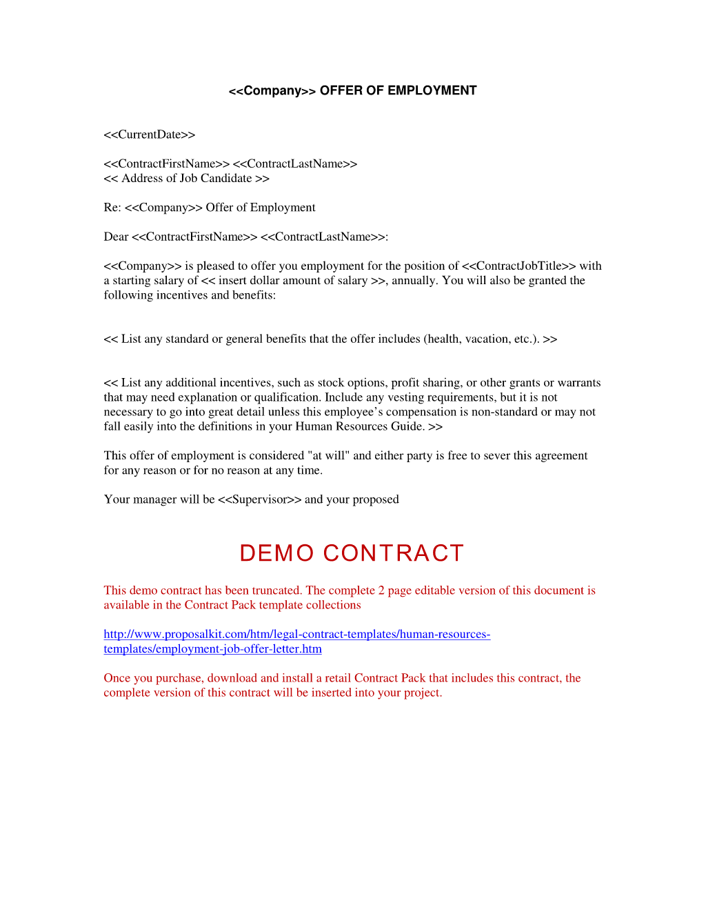 Offer Letter Of Employment - Free Printable Documents