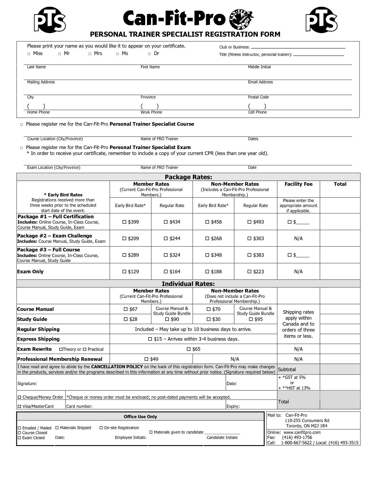 Personal Trainer Forms Free Printable Documents