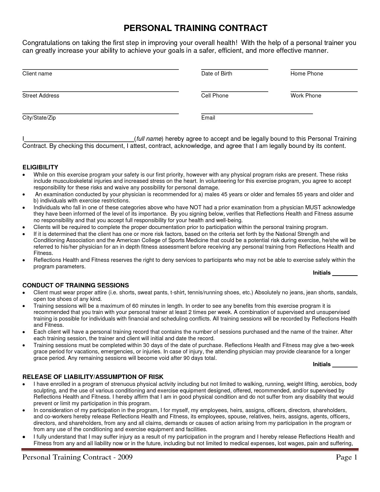 Personal Trainer Waiver form Template Awesome Last Minute