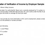 Proof Of Income Letter From Employer