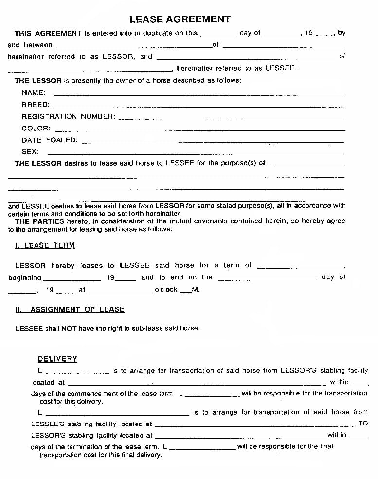 Residential Lease Agreement Printable Template