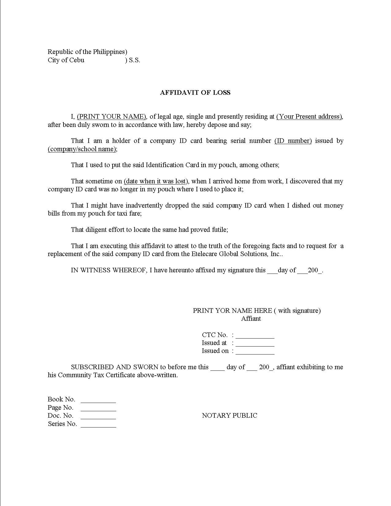 affidavit-letter-template