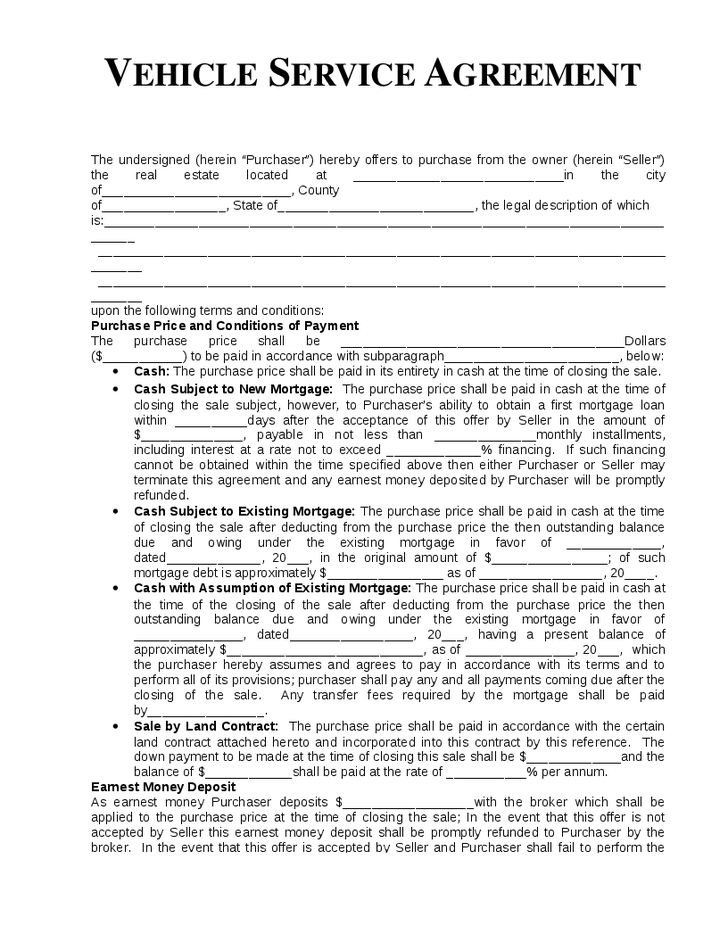 Printable Service Contract Template