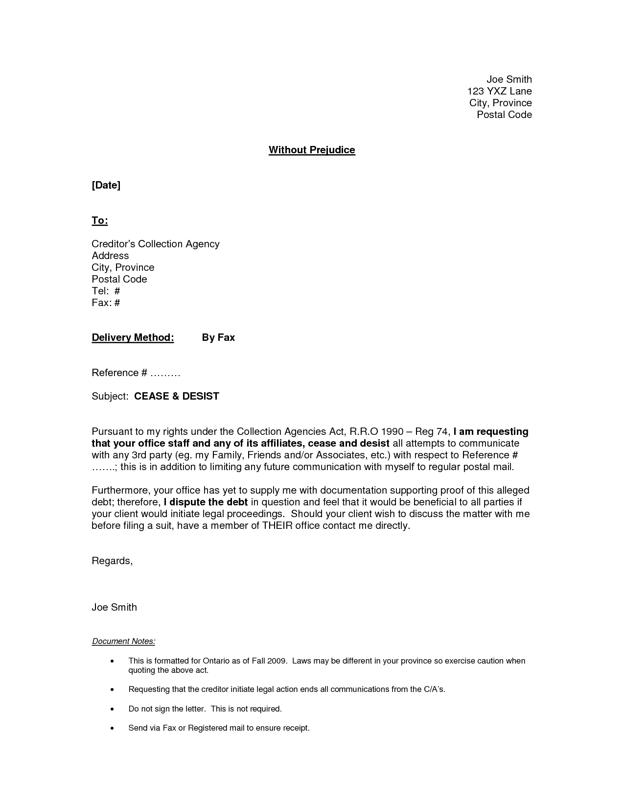 Trademark Cease And Desist Letter Sample Free Printable Documents
