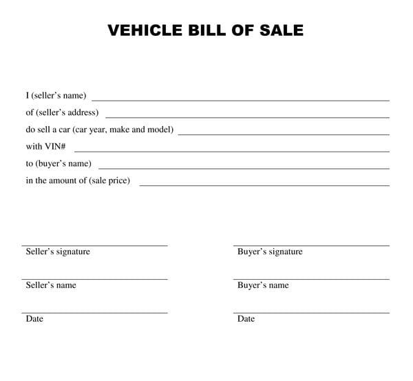 Used Vehicle Bill Of Sale FormSex Picture
