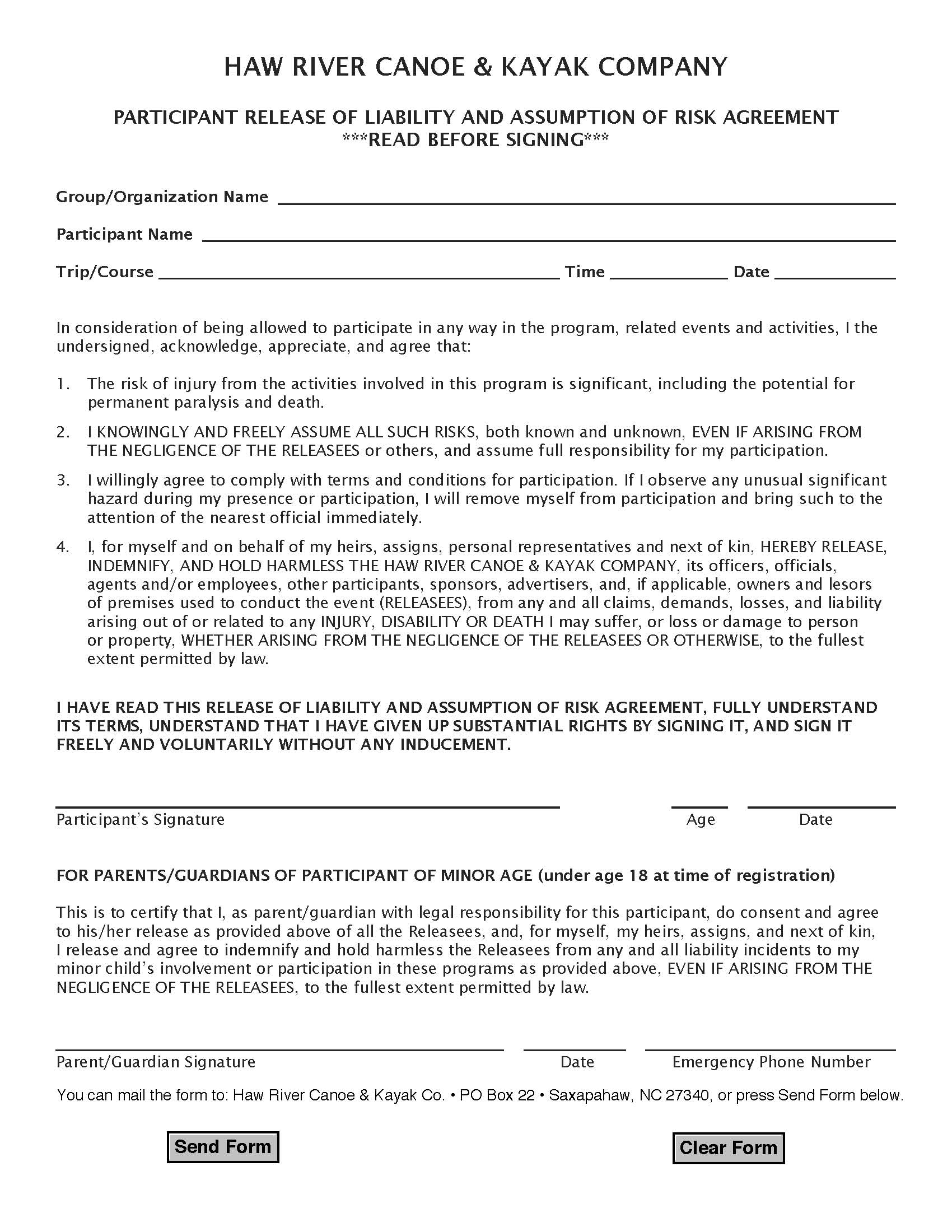 Waiver Template Word Free
