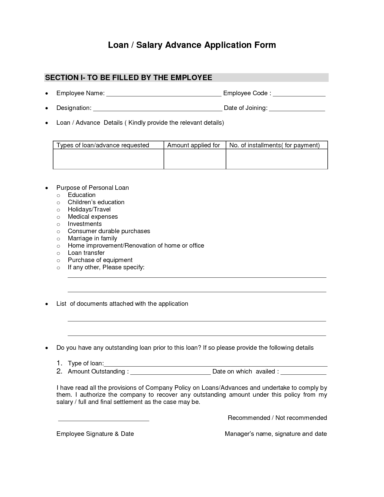 loan form - Free Printable Documents