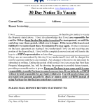 30 Day Notice To Vacate To Tenant