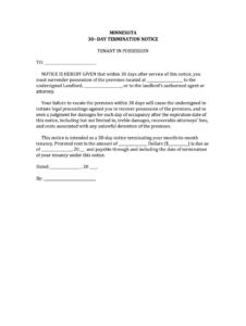 Simple 30 Day Eviction Notice Template
