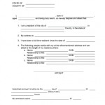 Affidavit Of Residency Form