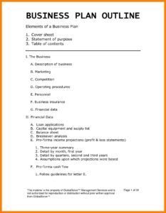 Simple Business Plan Outline Template Free Template