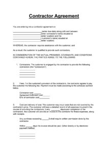 Simple Contractor Contract Sample Template