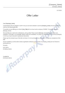Simple Offer Letter Template
