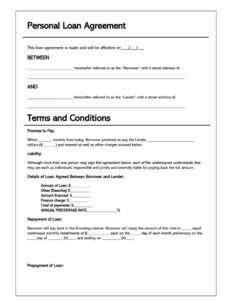 Sample Personal Loan Agreement Letter