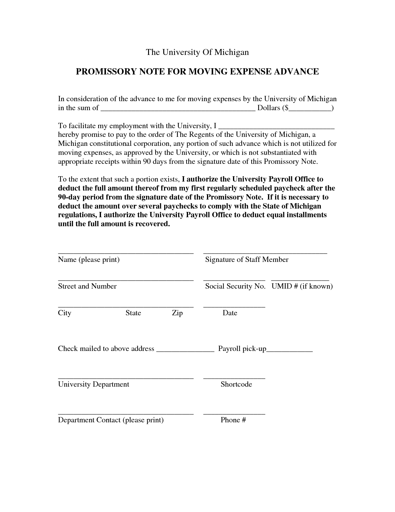 Printable Promissory Note Form Free