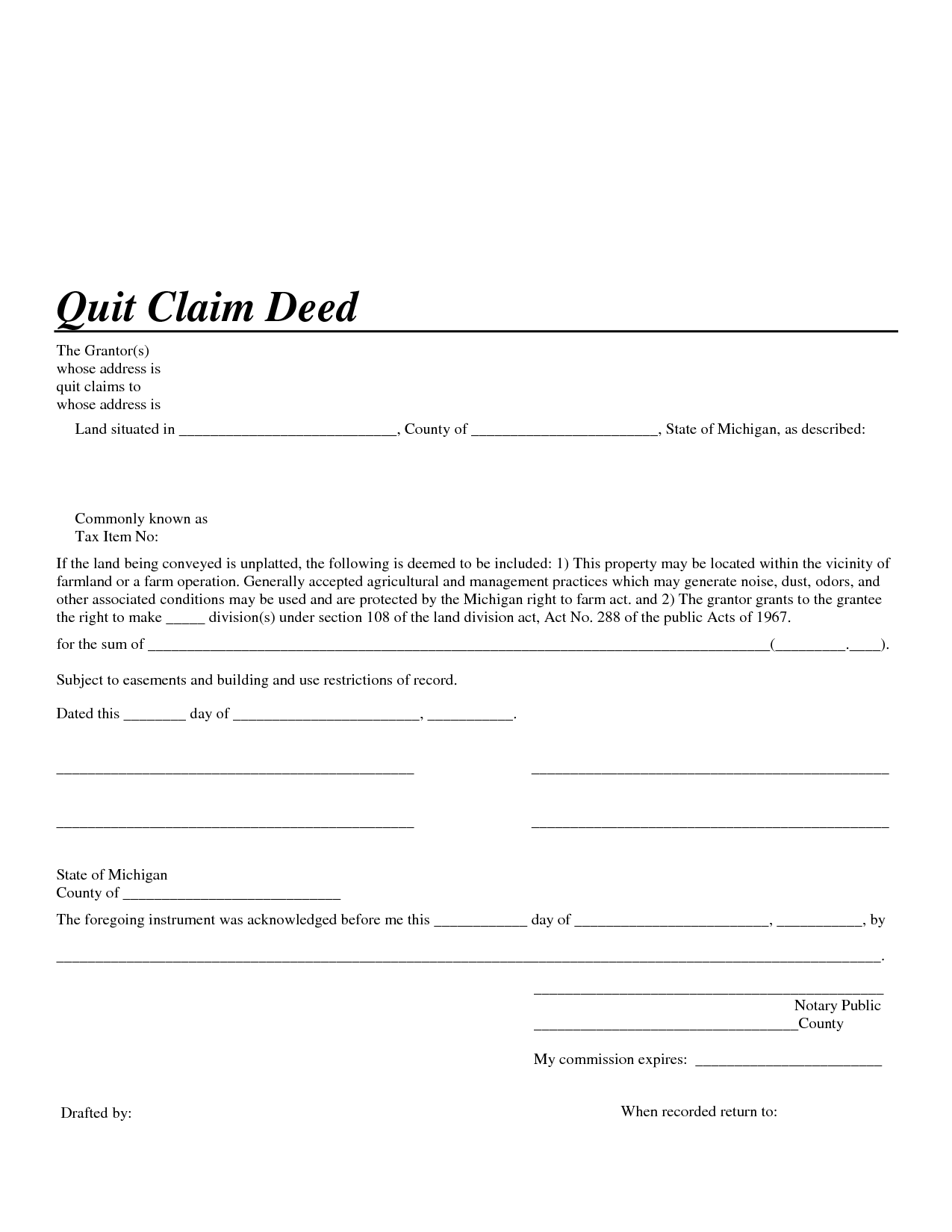 Quit Claim Deed Sample Free Printable Documents 38916 | Hot Sex Picture