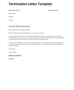 Simple Termination Of Employment Contract Letter Template