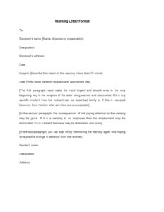 Simple Warning Letter Template