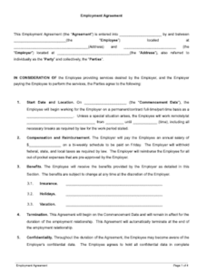 Simple Employment Contract Template