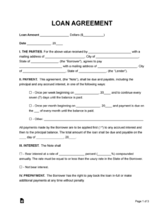 Simple Loan Document Sample Template