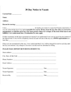 Simple 30 Day Eviction Notice Form Template