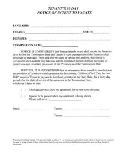 Simple 30 Day Eviction Notice Form Template